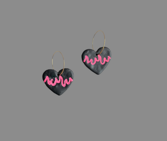 Pink Flames Polymerclay Hoops