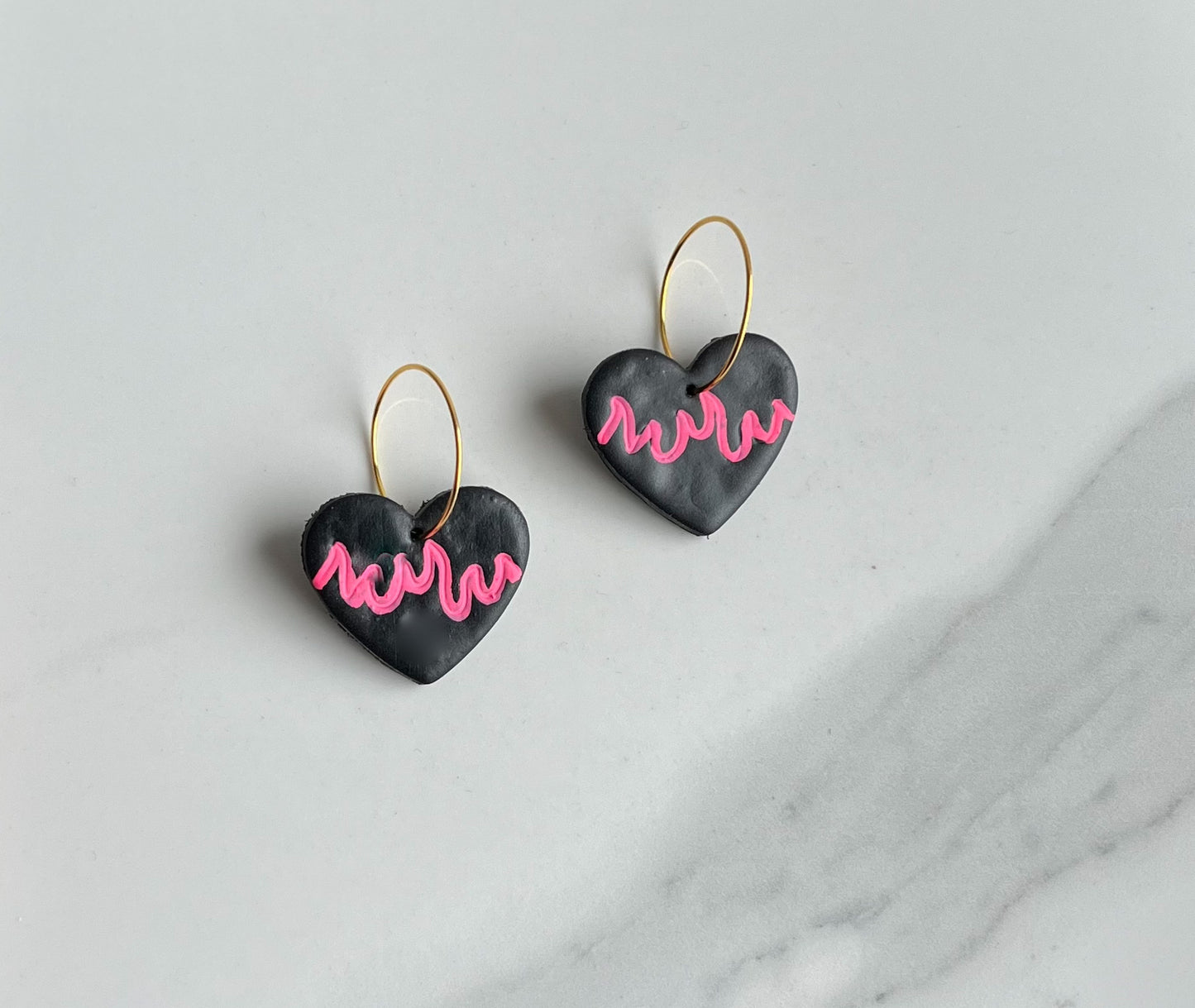 Pink Flames Polymerclay Hoops