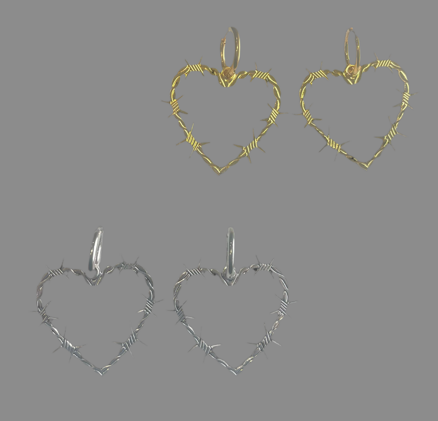 Thick Barbed Heart Hoops